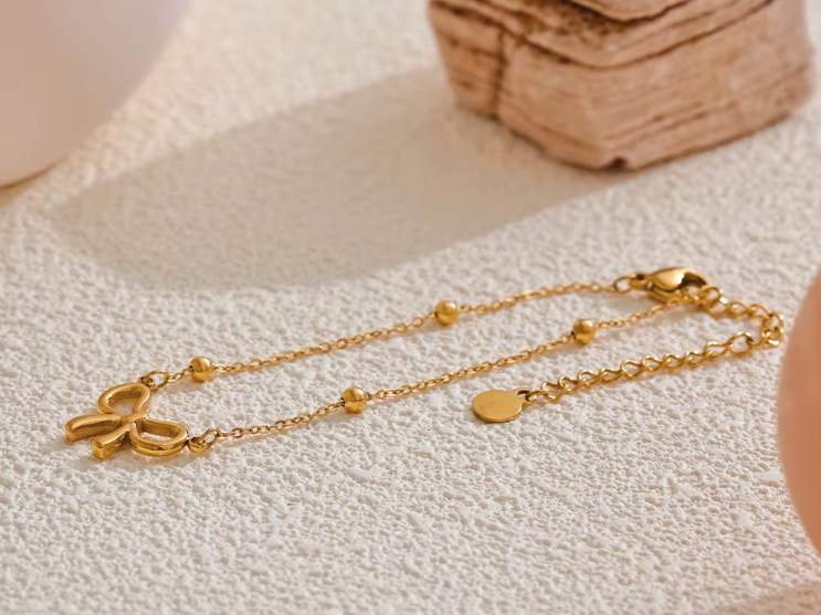 Ensemble Nœud de Papillon Doré - Collier & Bracelet