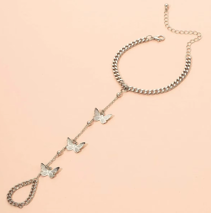 Bracelet Bague Papillons Dorés