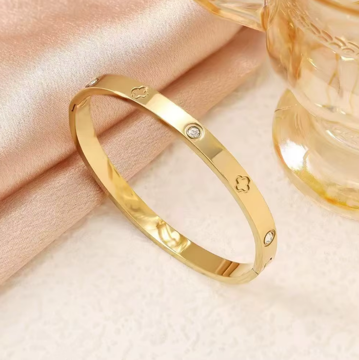 Duo de Bracelets Trèfle et Jonc Doré