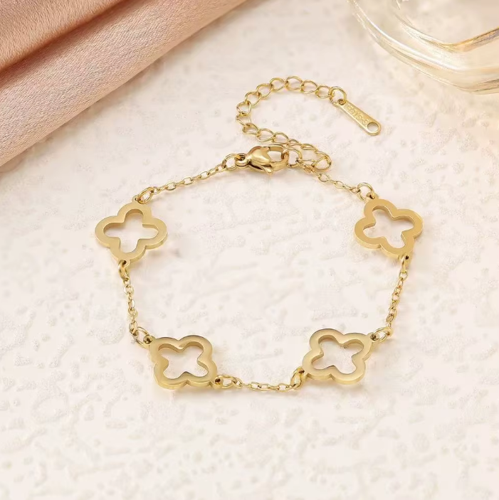 Duo de Bracelets Trèfle et Jonc Doré